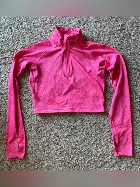 NIKE Women’s Pink Quarter-Zip Long Sleeve Crop Jacket Size XS